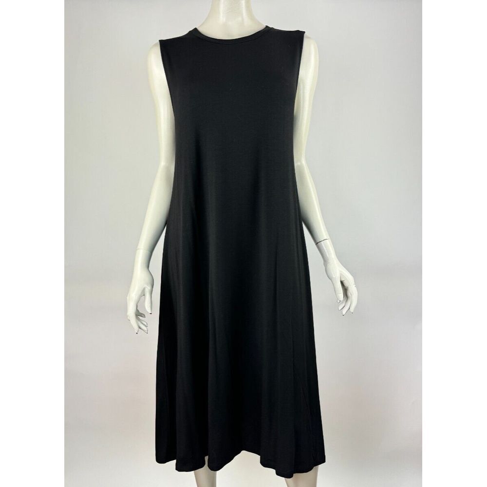 Eileen Fisher Fine Jersey Crew Neck Dress Women PM NWT $198 Sleeveless Stretch